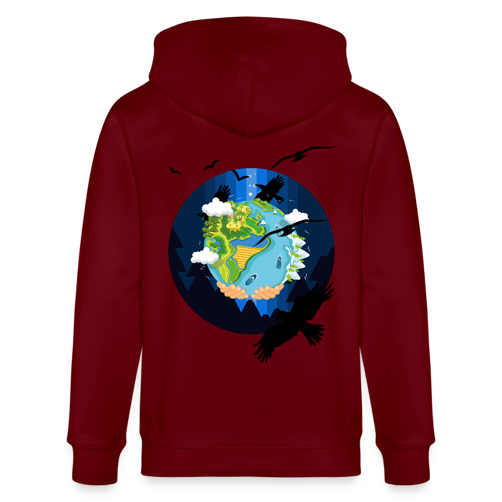 Earth Love - Organic Zip Hoodie - burgundy