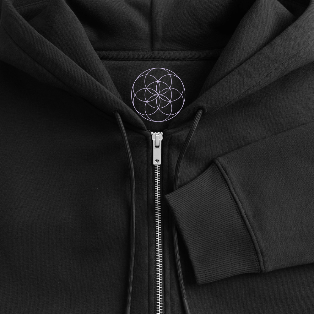 Flower of Life : Organic Zip Hoodie - black