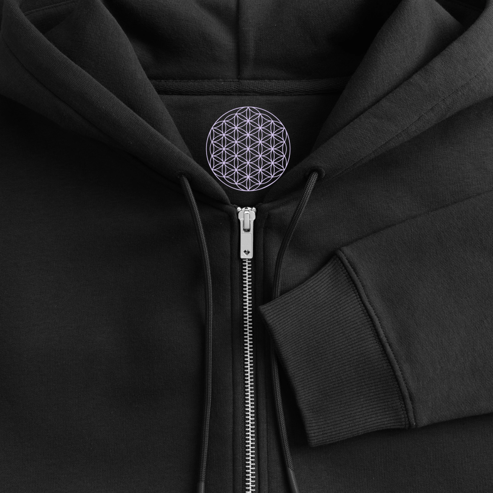 Seed/Flower of Life :::: Organic Zip Hoodie - black