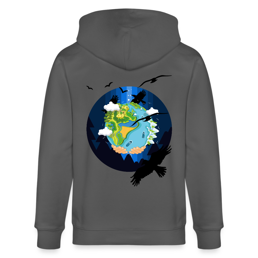 Earth Love - Organic Zip Hoodie - anthracite