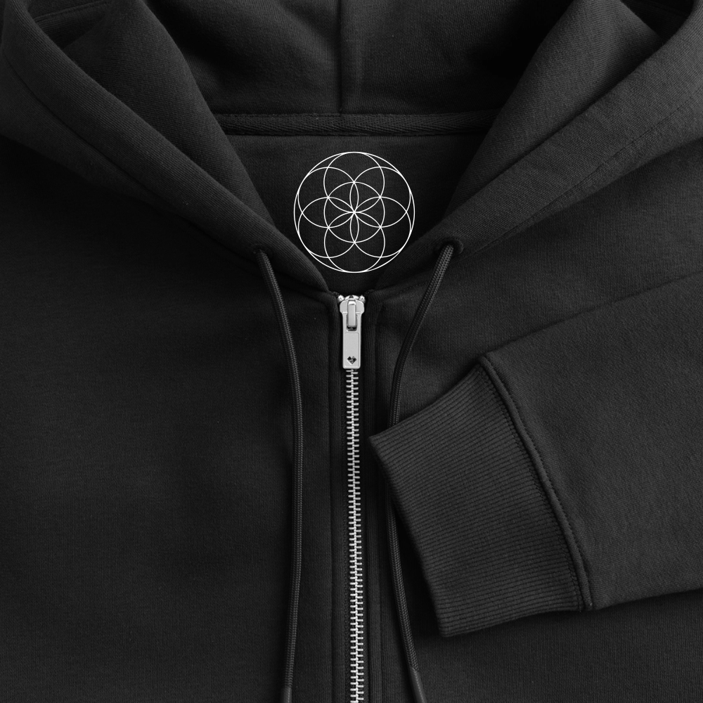 Seed/Flower of Life :: Organic Zip Hoodie - black