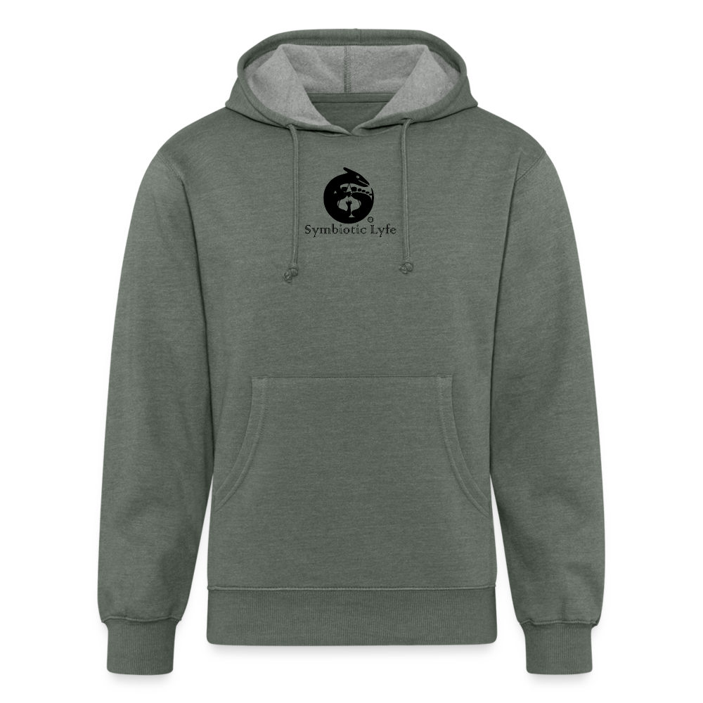 Symbiotic Logo - Unisex Organic Hoodie - heather military green