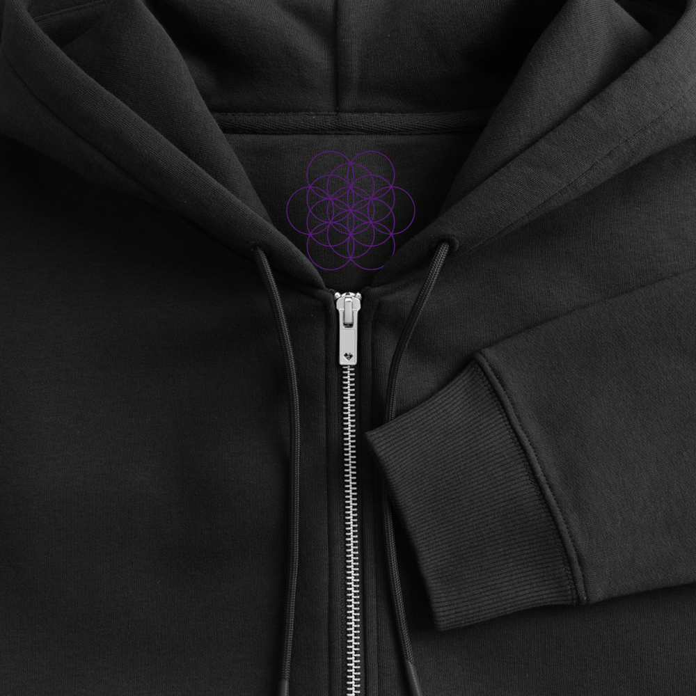 Seed/Flower of Life ::: Organic Zip Hoodie - black